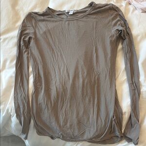 James Perse open back long sleeve taupe top size 0